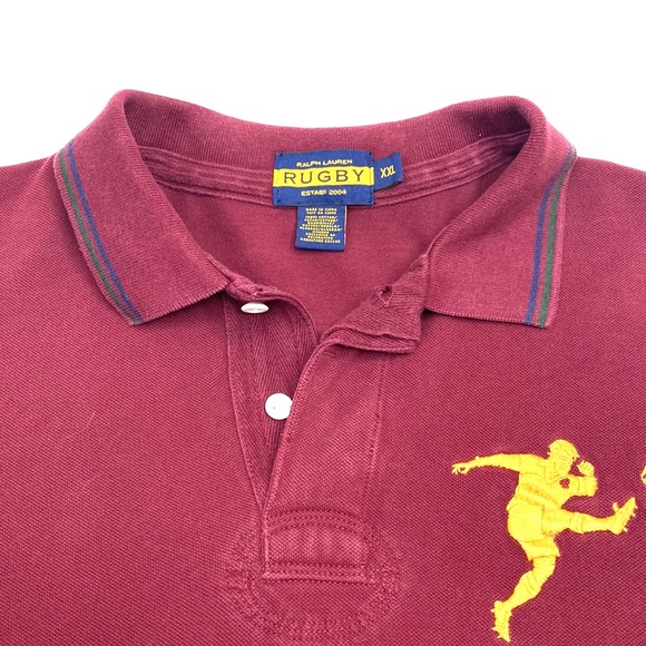 Rugby by Ralph Lauren Men's Burgundy #11 Big Rugby Logo Short Sleeve Shirt - Picture 1 of 8